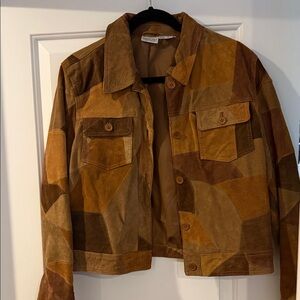 Newport News Suede Patchwork Jacket in Brown and Tan
